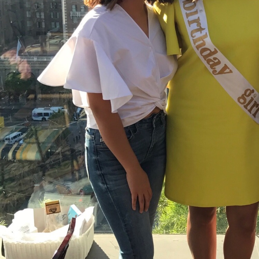 White Ruffle Semi-Cropped Blouse